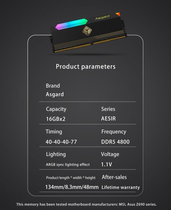 Ram DDR5 Asgard Aesir 32 GB - 4800 MhZ - Imagen 5